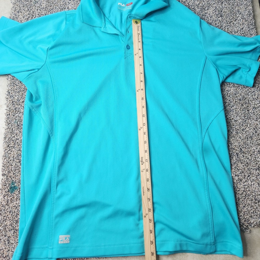 Fila Sport Golf Polo Shirt‎ Mens XL Teal Short Sleeve Athletic Mesh Under Arm - Picture 3 of 7
